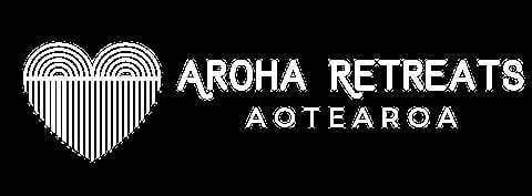 White text logo for Aroha Retreats New Zealand on black background