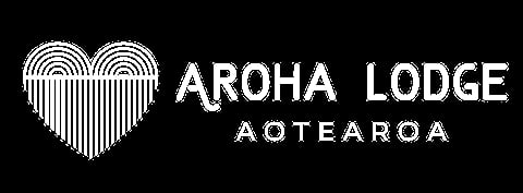 White text logo for Aroha Retreats New Zealand on black background